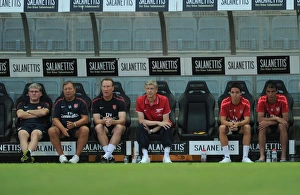 Images Dated 21st July 2010: Arsenal manager Arsene Wenger with Assistant manager Pat Rice, goalkeeping coach Gerry Payton