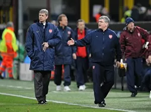 AC Milan v Arsenal 2007-8 Collection: Arsenal manager Arsene Wenger and assistant Pat Rice