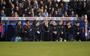 Arsenal manager Arsene Wenger, assistant Pat Rice and physio Colin Lewin