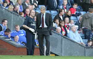 Blackburn Rovers V Arsenal 2008-9 Prints: Arsenal manager Arsene Wenger with club doctor Ian Beasley