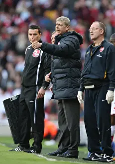 Arsenal V Everton 2008-9 Prints: Arsenal manager Arsene Wenger and club doctor Ian Beasley