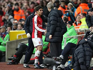 Images Dated 16th February 2009: Arsenal manager Arsene Wenger and Eduardo