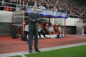Olympiacos V Arsenal 2009-10 Prints: Arsenal manager Arsene Wenger. Olympiacos 1: 0 Arsenal, UEFA Champions League