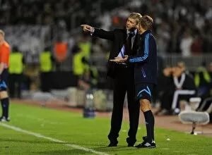 Images Dated 28th September 2010: Arsenal manager Arsene Wenger talks to the 4th official. Partizan Belgrade 1: 3 Arsenal