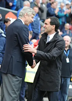 Wigan Athletic V Arsenal 2009-10 Prints: Arsenal manager Arsene Wenger with Wigan manager Roberto Martinez. Wigan Athletic 3