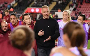 Manchester United Women V Arsenal Women 2023-24 Prints: Arsenal Manager Jonas Eidevall Addresses Team After Manchester United vs Arsenal Women's Super League Match