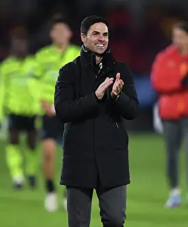 Brentford V Arsenal 2023-24 Prints: Arsenal Manager Mikel Arteta Celebrates with Fans after Brentford Victory
