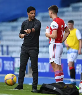 Glasgow Rangers V Arsenal 2021-22 Prints: Arsenal Manager Mikel Arteta Conferencing with Kieran Tierney during Rangers vs Arsenal Pre-Season Friendly (Glasgow)