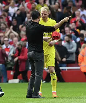 Arsenal Manager Mikel Arteta Consoles Aaron Ramsdale After Arsenal vs. Tottenham Match, 2022-23 Premier League