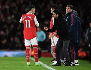 Arsenal V Newcastle United 2022-23 Prints: Arsenal Manager Mikel Arteta Guides Gabriel Martinelli during Arsenal vs Newcastle United