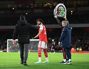 Arsenal Manager Mikel Arteta with Mo Elneny: Arsenal v West Ham United, Premier League 2022-23