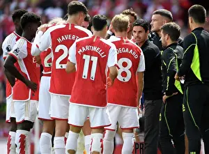 Arsenal Manager Mikel Arteta Rallies Team During Arsenal v Nottingham Forest Premier League Match, 2023-24