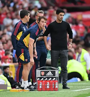 Manchester United V Arsenal 2022-23 Prints: Arsenal Manager Mikel Arteta and Sports Scientist Tom Allen at Manchester United Match