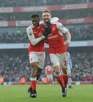 Arsenal V Burnley 2016-17 Prints: Arsenal: Mustafi and Iwobi's Goal Celebration vs Burnley (2016-17)