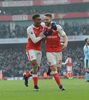 Arsenal V Burnley 2016-17 Prints: Arsenal: Mustafi and Iwobi's Unforgettable Goal Celebration (2016-17)