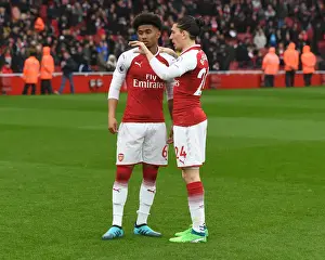 Arsenal V Southampton 2017-18 Prints: Arsenal: Nelson and Bellerin in Action against Southampton (Premier League 2017-18)