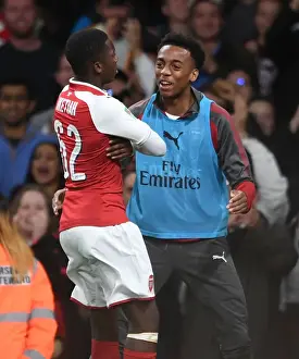 Arsenal V Norwich - Carabo Cup 4th Round 2017-18 Prints: Arsenal: Nketiah and Willock Celebrate Goals in Carabao Cup Victory over Norwich City