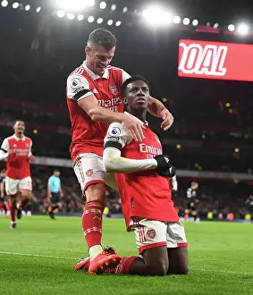 Arsenal V West Ham United 2022-23 Prints: Arsenal: Nketiah and Xhaka Celebrate Goals Against West Ham (2022-23)