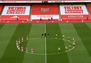 Arsenal V Norwich City 2019-20 Prints: Arsenal and Norwich Players Honor The Fallen