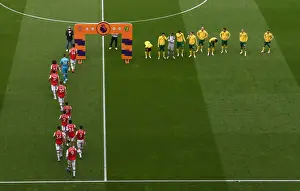 Arsenal V Norwich City 2019-20 Prints: Arsenal and Norwich Players Line Up Ahead of Premier League Clash at Emirates Stadium