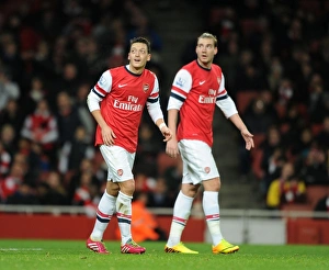Arsenal V Hull City 2013-14 Prints: Arsenal: Ozil and Bendtner in Action against Hull City, Premier League 2013-14