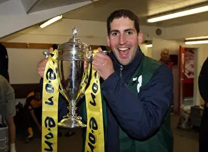 Arsenal photographer David Price with the FA Youth Cup Trophy