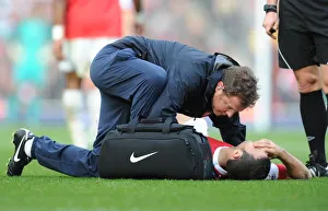 Arsenal physio Colin Lewin treats Cesc Fabregas. Arsenal 1:0 West Ham United Arsenal physio Colin Lewin treats Cesc Fabregas. Arsenal 1:0 West Ham United