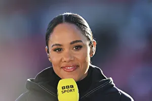 Manchester United Women V Arsenal Women 2022-23 Prints: Former Arsenal Player Alex Scott at Manchester United vs
