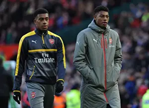 Manchester United V Arsenal 2016-17 Prints: Arsenal Players Alex Iwobi and Jeff Reine-Adelaide Before Manchester United Clash (Premier League 2016-17)