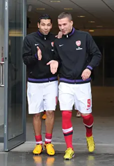 Arsenal Players Andre Santos and Aaron Ramsey Before FA Cup Match vs. Brighton & Hove Albion, 2013