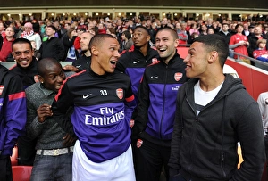 Arsenal Players: Benik Afobe, Kieran Gibbs, Henri Lansbury, and Alex Oxlade-Chamberlain during the Southampton v Arsenal Pre-Season Match, 2012-13