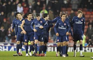 Images Dated 27th February 2010: Arsenal players celebrate after the match. Stoke City 1: 3 Arsenal, Barclays Premier League