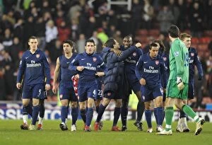 Images Dated 27th February 2010: Arsenal players celebrate after the match. Stoke City 1: 3 Arsenal, Barclays Premier League