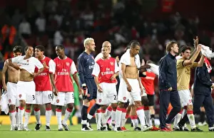 Arsenal V Sparta Prague 2007-08 Prints: The Arsenal players celebrate after the match Arsenal 3: 0 Sparta Prague