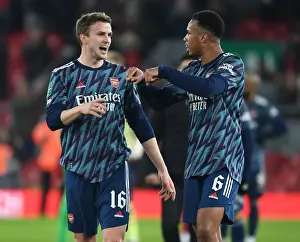 Arsenal Players Gabriel and Rob Holding Before Carabao Cup Semi-Final vs Liverpool