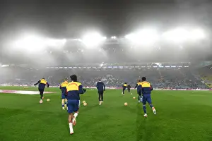Leeds United V Arsenal 2021-22 Prints: Arsenal Players Gear Up for Leeds United Clash in Premier League: Warm-Up Session