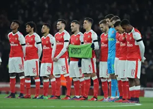 Arsenal V Southampton EFL Cup 2016-17 Prints: Arsenal Players Honor Chapecoense with Tribute Banner at EFL Cup Match