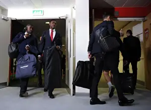 Arsenal V West Bromwich Albion 2015-16 Prints: Arsenal Players Joel Campbell and Danny Welbeck Arrive at Emirates Stadium before Arsenal vs West Bromwich Albion