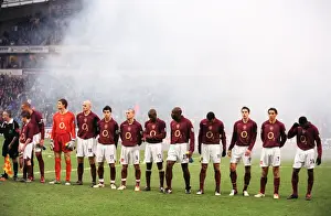 The Arsenal players line up before the match. Bolton Wanderers 2: 0 Arsenal