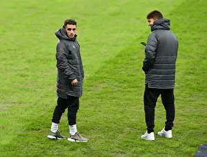 BATE Borisov V Arsenal 2018-19 Prints: Arsenal Players Lucas Torreira and Denis Suarez Before BATE Borisov Clash in Europa League