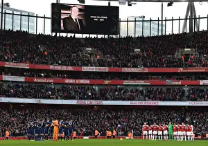 Arsenal V Fulham 2018-19 Prints: Arsenal players minutes silence for former Chairman Peter Hill-Wood the match. Arsenal 4