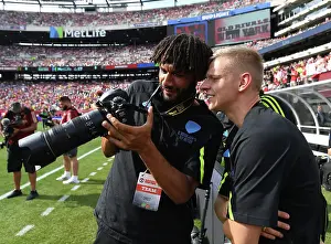Arsenal Players Mohamed Elneny and Oleksandr Zinchenko Prepare for Arsenal v Manchester United Pre-Season Clash at MetLife Stadium (2023)