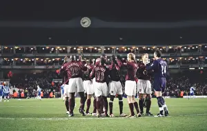 The Arsenal players prepare for the match. Arsenal 2: 1 Wigan Athletic