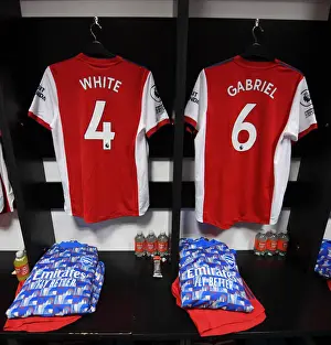 Arsenal Players Prepare for Premier League Clash Against Watford: Ben White and Gabriel in the Dressing Room