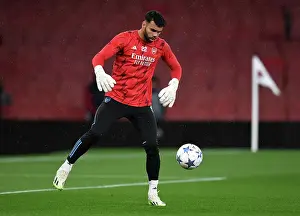 Arsenal Players Prepare for UEFA Champions League Showdown against PSV Eindhoven at Emirates Stadium, 2023/24 Season