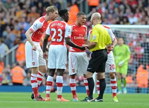 Arsenal V Hull City 2014-15 Prints: Arsenal Players Protest to Referee during Arsenal v Hull City Match