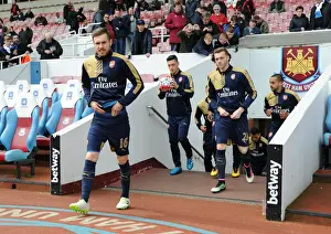 West Ham United V Arsenal 2015-16 Prints: Arsenal Players Ramsey and Chambers Prepare for West Ham United Showdown (2015-16)
