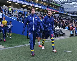 Brighton And Hove Albion V Arsenal - FA Cup 2014/15 Prints: Arsenal Players Tomas Rosicky and Aaron Ramsey Prepare for FA Cup Match against Brighton & Hove Albion