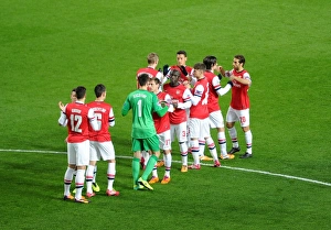 Arsenal Players Unite Before Arsenal vs. Marseille, UEFA Champions League (2013-14)