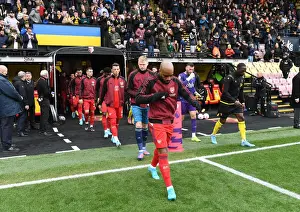 Arsenal Players Walk Out Ahead of Watford vs Arsenal Premier League Match (2021-22)